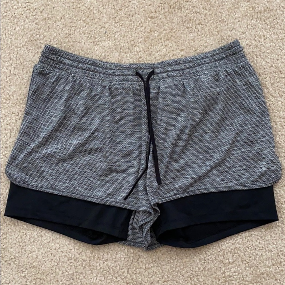 Grey and black shorts